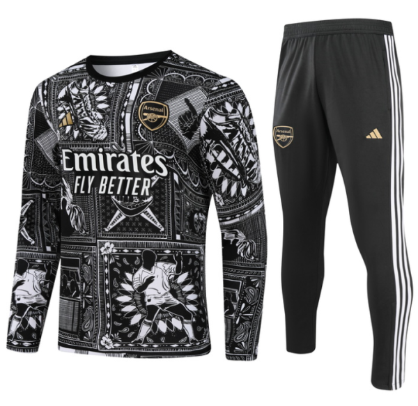 23/24  Arsenal Half pull up long sleeves Training suit Black special edition Soccer Jersey