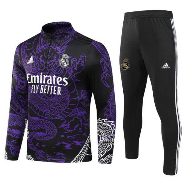 23/24 Real Madrid Half pull up long sleeves Training suit Purple special edition Soccer jersey