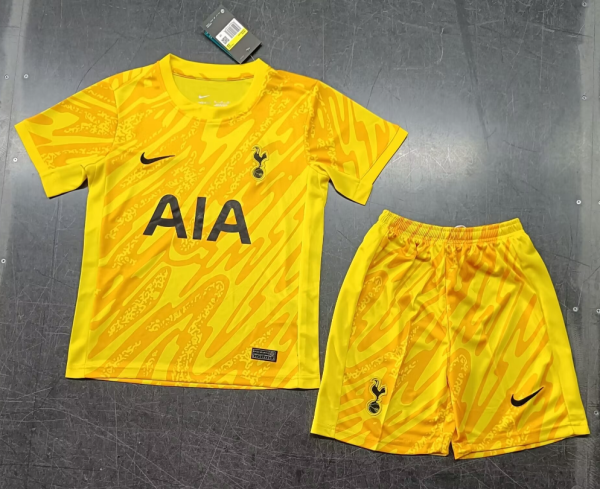 24/25 Tottenham Yellow keeper  Kids Soccer Jersey