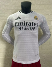 24-25 Real Madrid home Long Sleeve Player Version Soccer Jersey