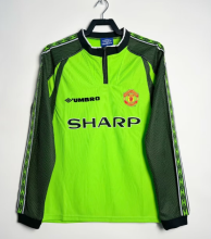 Retro 98/99  M-U Long Sleeve green goalkeeper Soccer Jersey