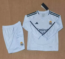 24/25  Real Madrid home Long Sleeve kids Soccer jersey
