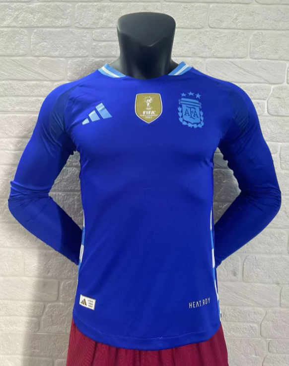 24/25  Argentina away Long Sleeve Player version Soccer Jersey (3 Stars 3星)