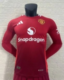 24-25 M-U home Long Sleeve Player Version Soccer Jersey