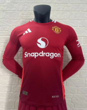 24-25 M-U home Long Sleeve Player Version Soccer Jersey