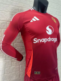 24-25 M-U home Long Sleeve Player Version Soccer Jersey