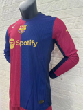 24/25  Barcelona Long Sleeve home Player Version Soccer Jersey