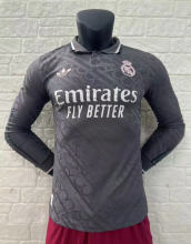 24-25 Real Madrid Long Sleeve Second away Player Version Soccer Jersey
