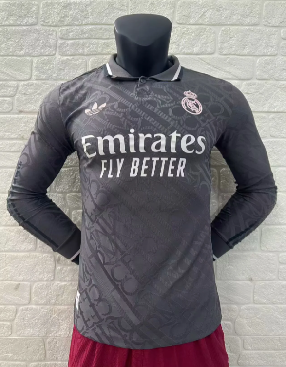 24-25 Real Madrid Long Sleeve Second away Player Version Soccer Jersey