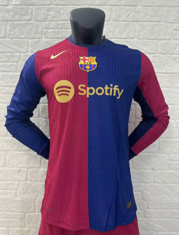 24/25  Barcelona Long Sleeve home Player Version Soccer Jersey