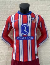 24/25 Atletico Madrid Long Sleeve Home  Player Version Soccer Jersey