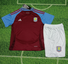 24-25 Aston Villa home kids  Soccer jersey