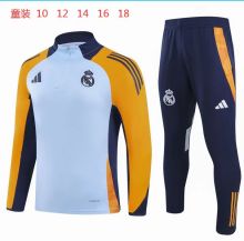 23/24 Real Madrid Kids Training suit white yellow Soccer jersey