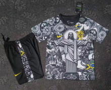 25-26 Brazil Goddess Black kids Soccer Jersey