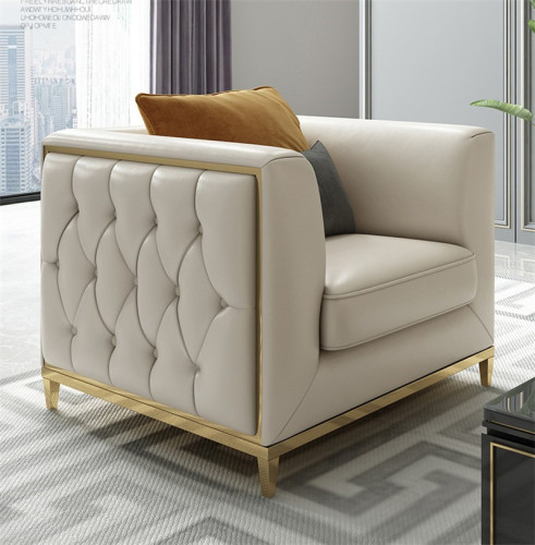 Microfiber leather sofa light luxury wind Italian modern stainless steel pull buckle designer sofa combination