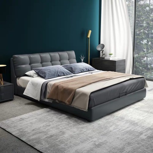 Nordic microfiber leather bed simple and modern