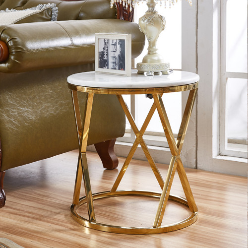 Stainless steel corner table modern simple side several creative living room round gold plated tea table