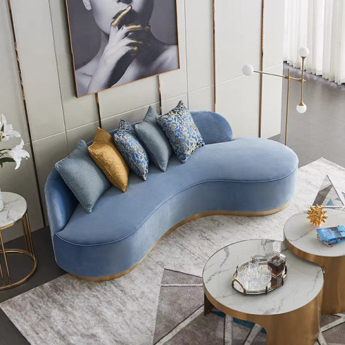 Curved fabric sofa Nordic luxury hotel multi person profiled sofa