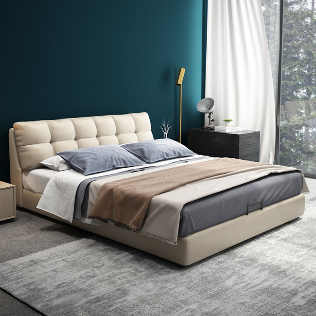 Nordic microfiber leather bed simple and modern
