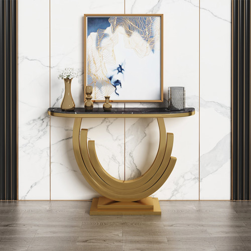 Nordic marble porch table simple modern light luxury wall hotel living room semicircular porch