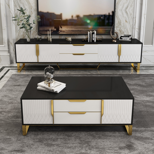 Post modern light luxury tea table TV cabinet combination simple Nordic living room ground cabinet tea table
