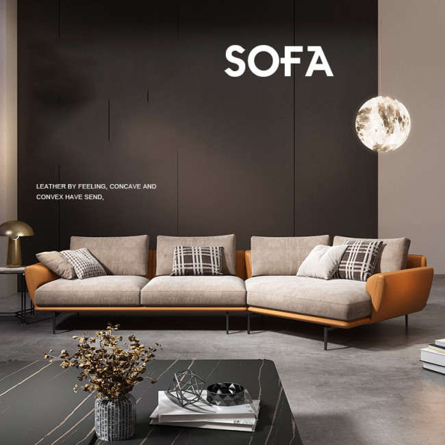 Light luxury fabric sofa modern minimalist leather cloth combined with living room