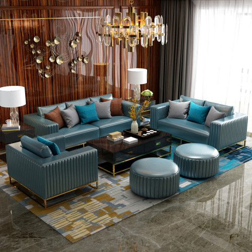 Postmodern simple Microfiber leather sofa combination living room Hong Kong-style light luxury small house combination