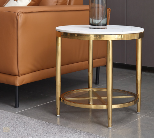 Sofa side several light luxury double-layer round tea table modern simple corner table