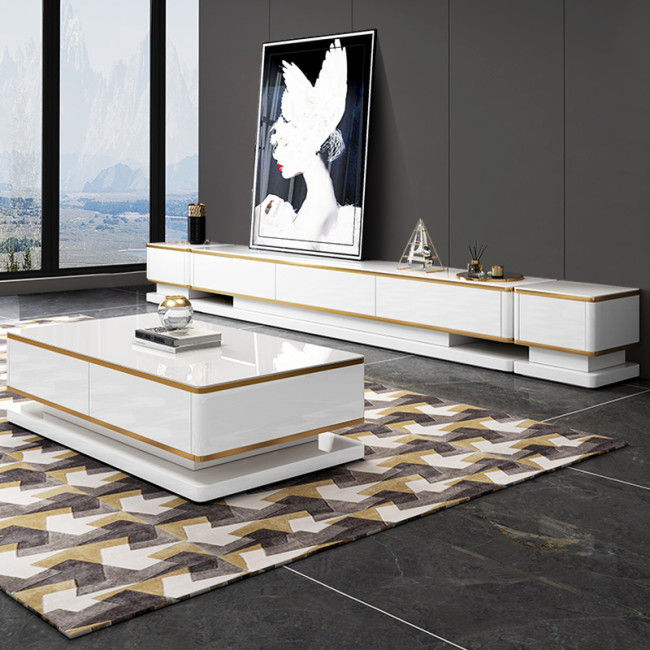 Combination of light luxury TV cabinet and tea table