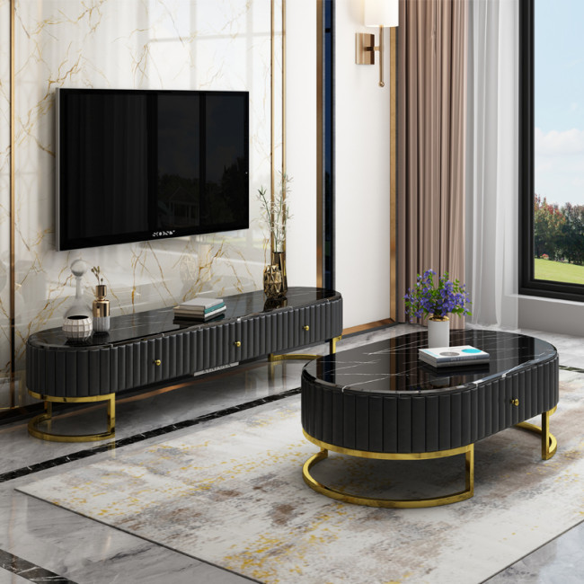 Post modern simple light luxury TV cabinet tea table combination