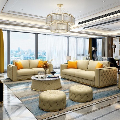 American style light luxury leather sofa