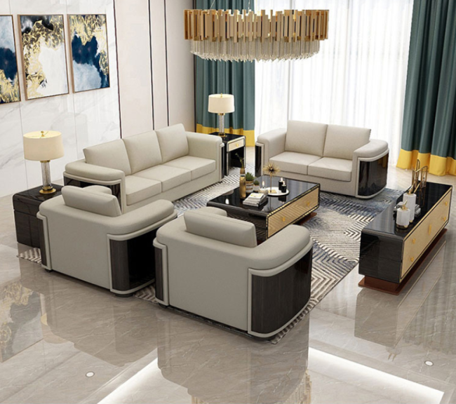 Customized postmodern light luxury sofa combination size simple living room Evergrande model room Hong Kong leather Italian sofa