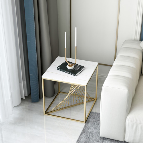 Light luxury marble round side table