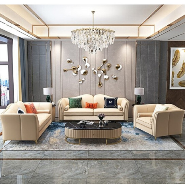 Nordic Light luxury Microfiber leather sofa living room combination