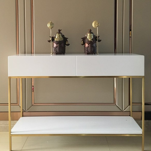 Nordic simple modern porch table white paint drawer gold stainless steel bar dining cabinet living room decorative cabinet