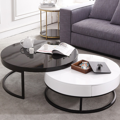 Postmodern simple tea table TV cabinet combination of size and size of the Nordic mini creative round iron art living room table furniture