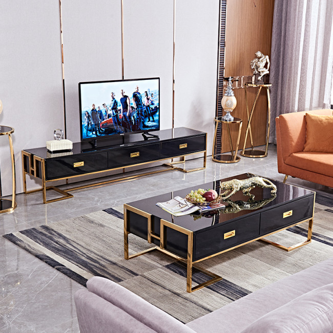 Post modern light luxury tea table TV cabinet combination