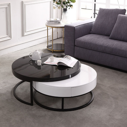 Postmodern simple tea table TV cabinet combination of size and size of the Nordic mini creative round iron art living room table furniture
