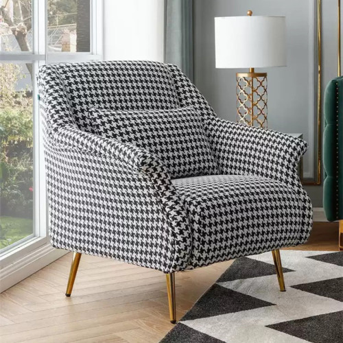 Mid Centry Modern Living Room Furniture Single Sofa Chair With Pattern Fabric Upholstered Accent Armchair