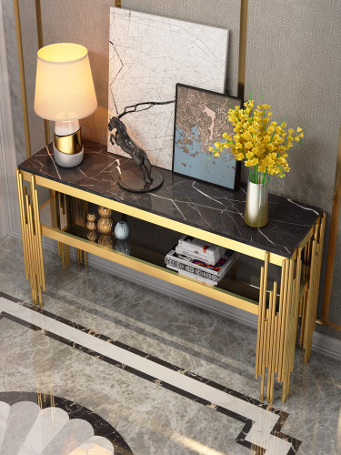 Light luxury style marble porch table against the wall into the door ultra narrow porch platform