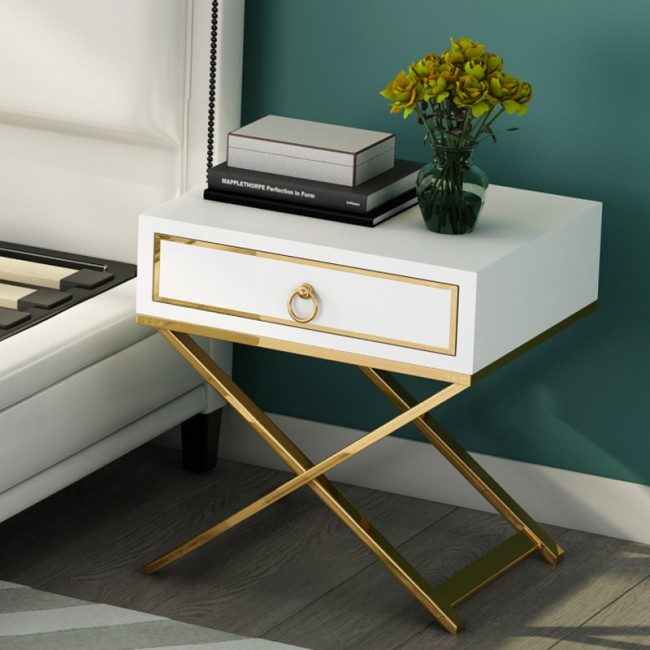 Nordic simple modern bedside cabinet light luxury stainless steel single drawer storage cabinet