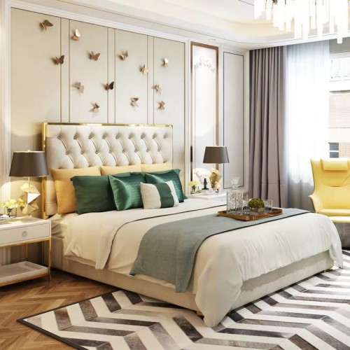 Hong Kong-style light luxury post-modern simple ultrafine fiber leather bed
