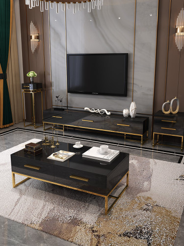 Nordic Light luxury tea table TV cabinet combination post modern living room floor cabinet