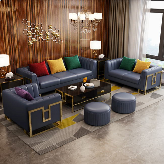 Light luxury leather sofa Microfiber leather French Italian minimalist small house furniture postmodern leather sofa simple living room