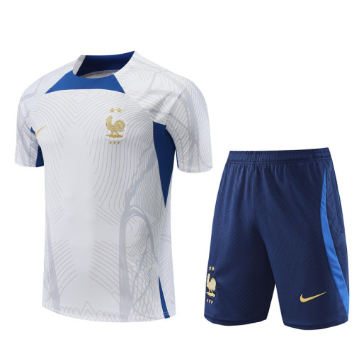 22/23 France short -sleeved white training suit