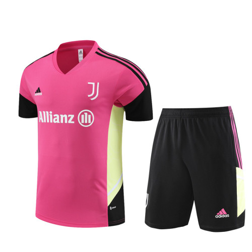 23/24 Juventus kids Short sleeve Rose red training suit