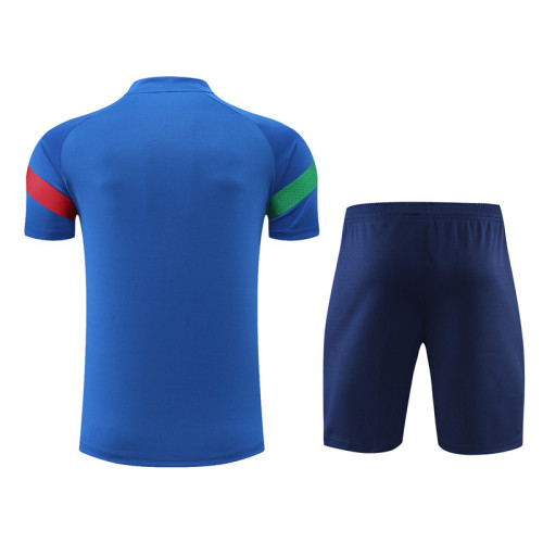 22/23 Italy short -sleeved Royal blue training suit