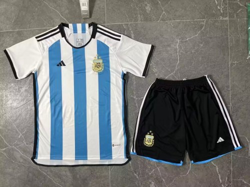 2022 world champion Three stars Argentina home kids kit with sock