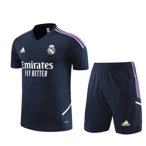 23/24 Real Madrid Short sleeve Royal blue training suit