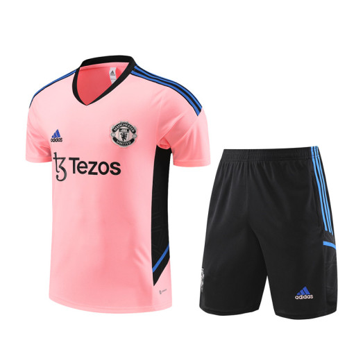 23/24 Manchester United kids Short sleeve pink training suit